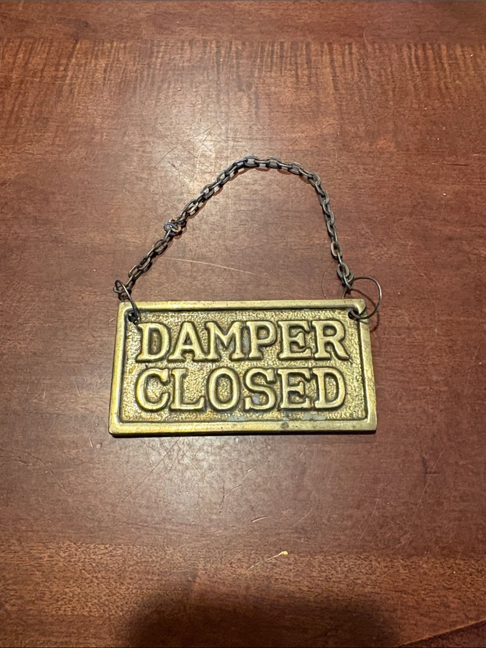 Brass 'DAMPER CLOSED'/OPEN Hanging Sign